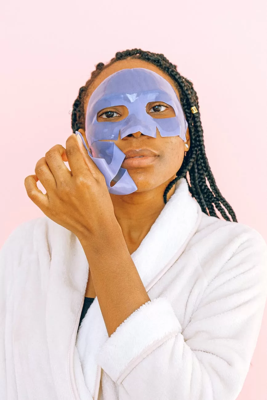 woman in white robe with white face mask